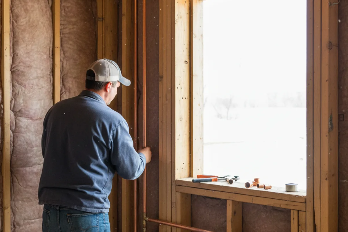 Licensed plumber running new copper supply lines in a Fall River home