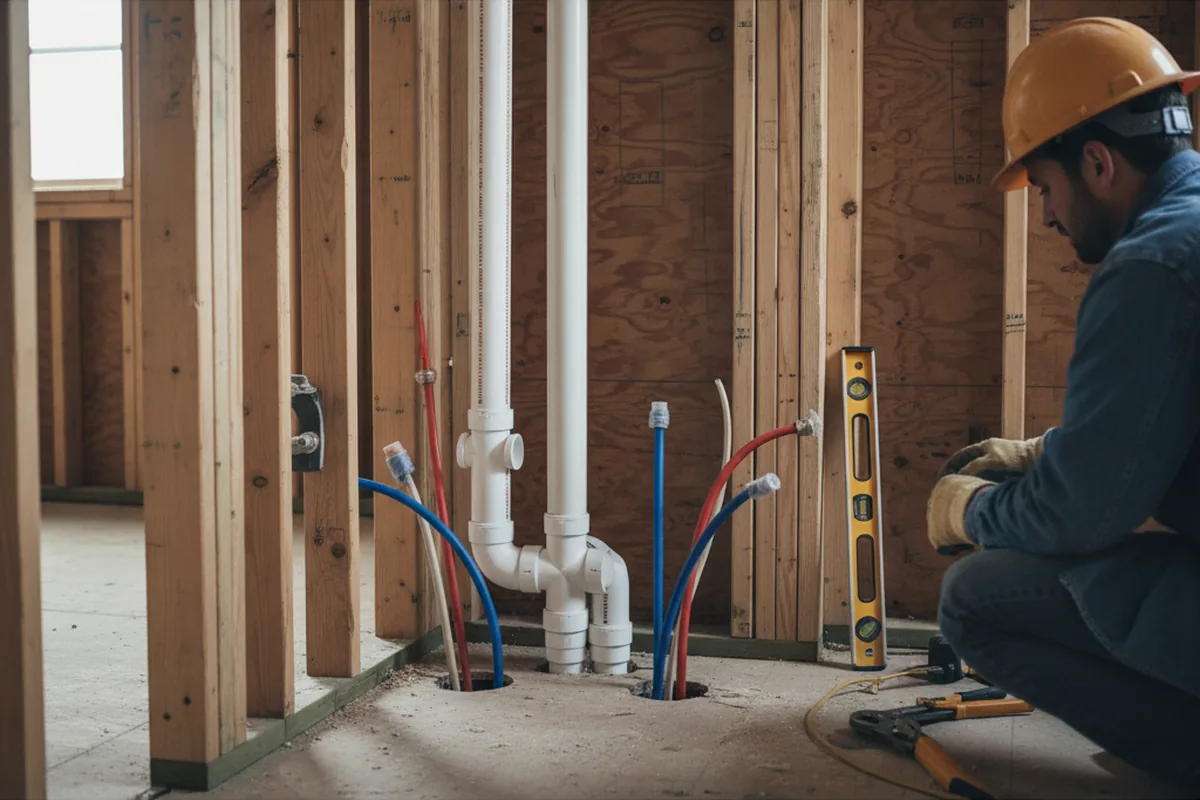 Drain and supply rough-in during Leak Detection in Fall River